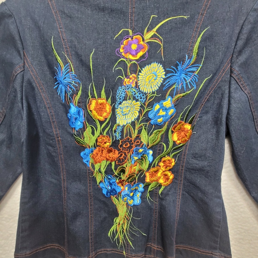 Roja Embroidered Denim Blazer Floral Back - Picture 8 of 13